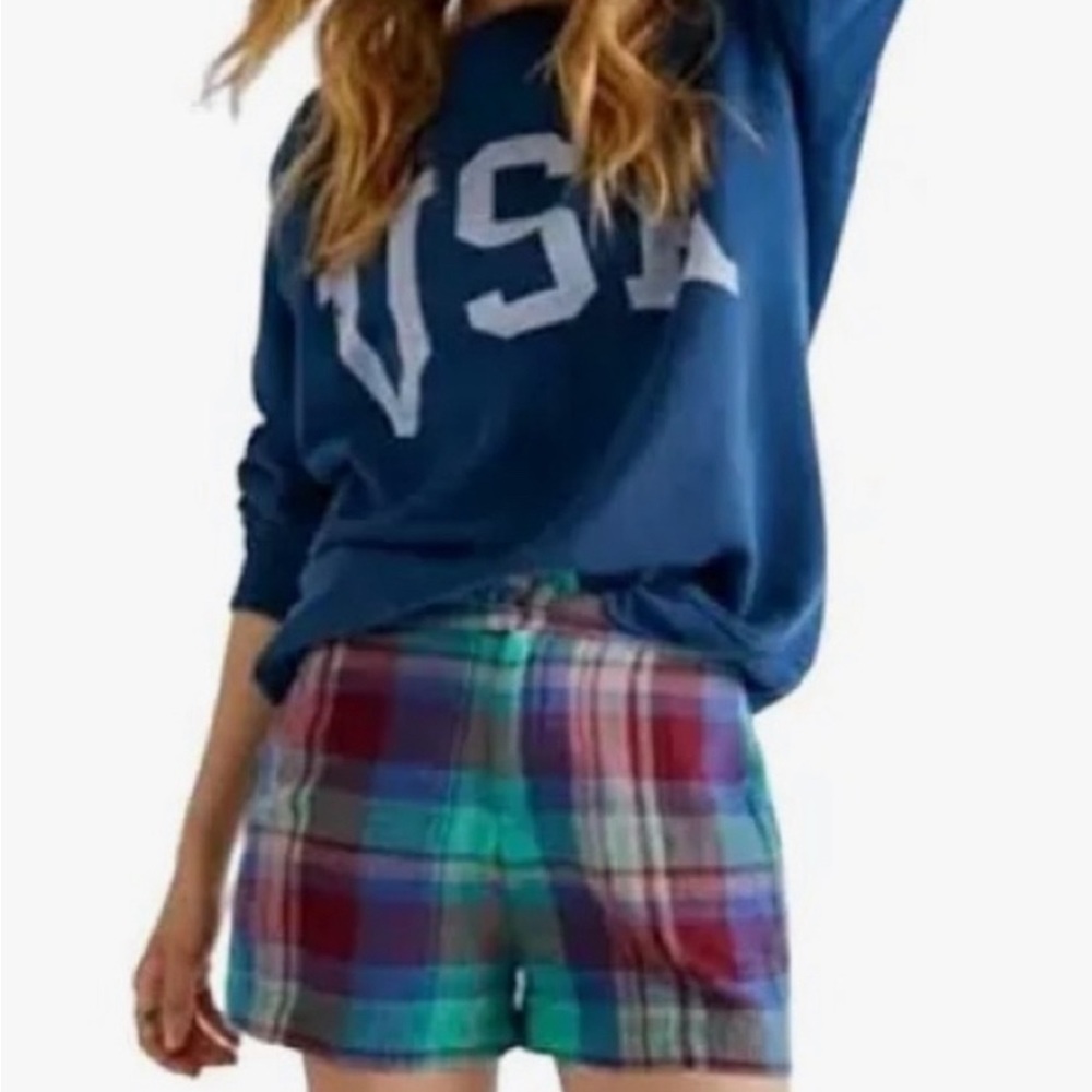 NWT Free People Isla Madras Plaid Gauze Shorts Size 2